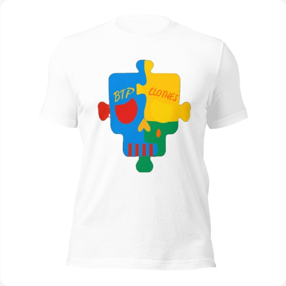 Special edition autism awareness skull jigsaw tee