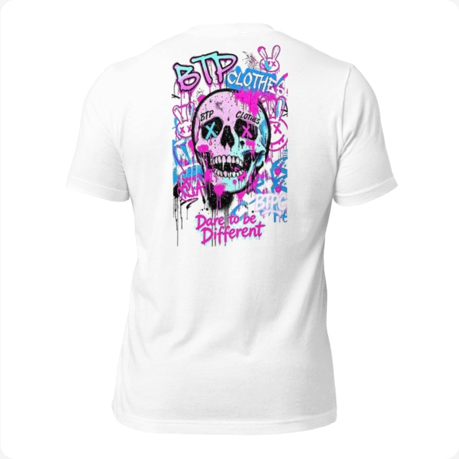 BTP Mad Skull white t-shirt mockup back view